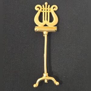 Carol Kellner Vintage Gold Tone Lyre Music Stand Brooch